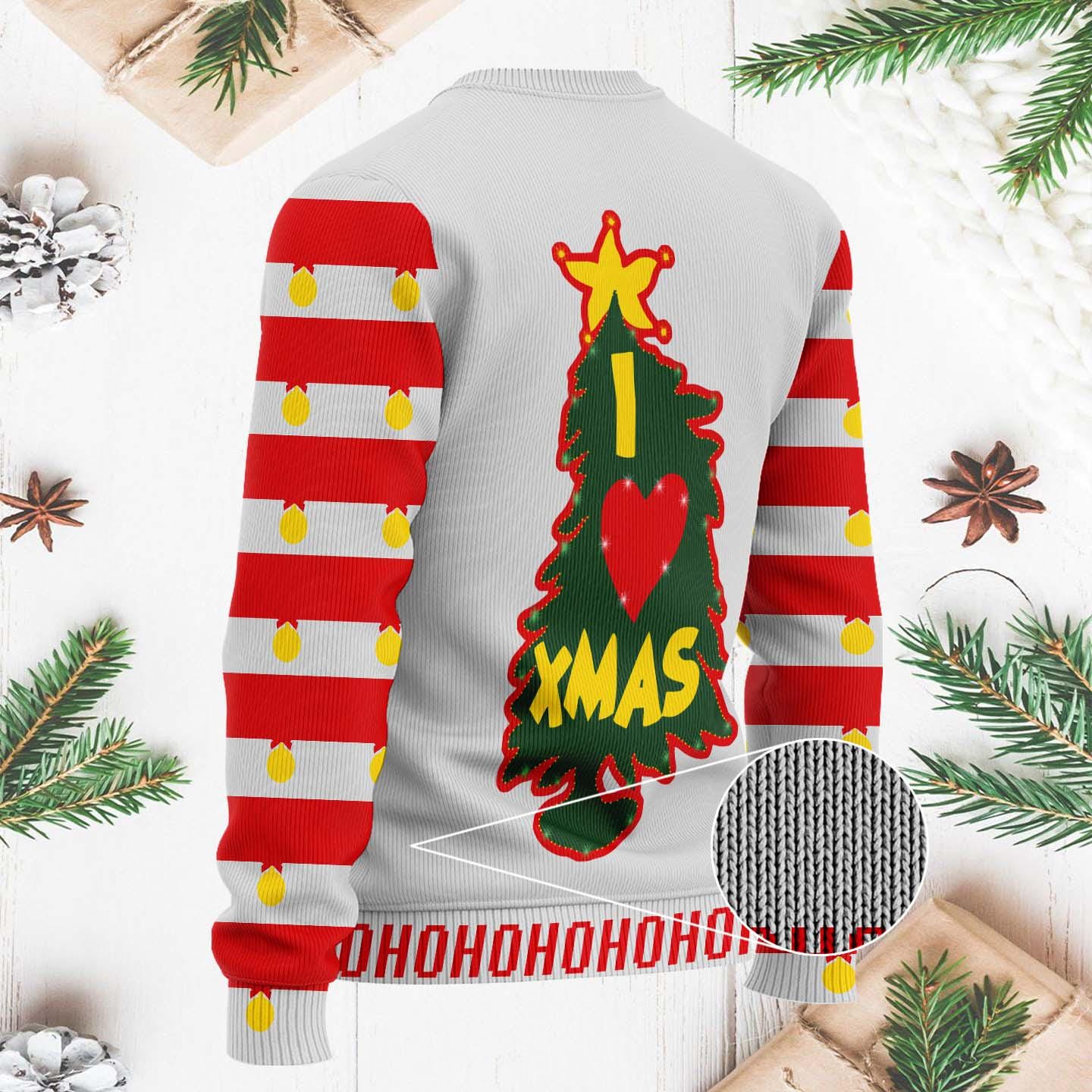 I Love Xmas Ugly Christmas Sweater - Festive Holiday Tree - Perfect for Christmas Enthusiasts