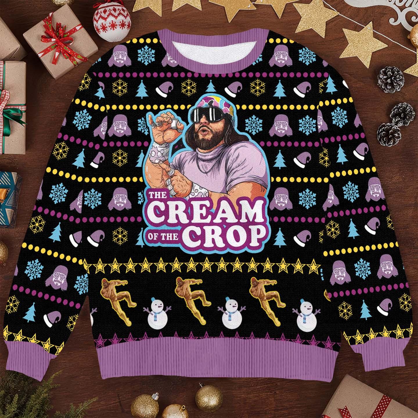 The Cream of the Crop Ugly Christmas Sweater, Funny Wool Knit Holiday Jumper for Men & Women, Festive Christmas Sweater Gift Idea