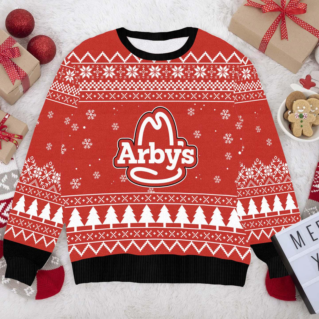 Arby's Ugly Sweater - Roast the Holidays in Style, Festive Christmas Sweater for Men and Women, Cozy and Fun Holiday Apparel