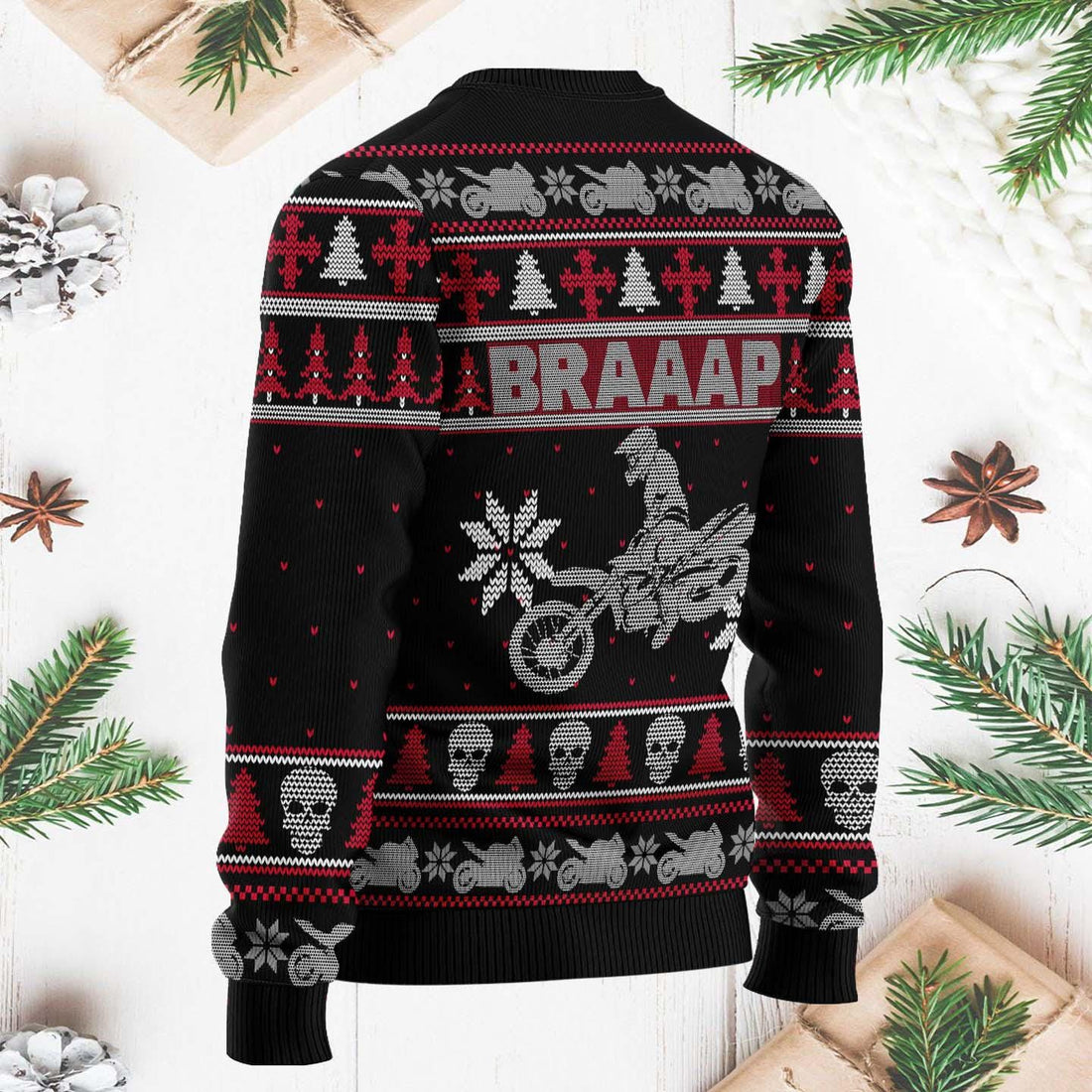 3D Braaap Dirt Bike Christmas Ugly Sweater, Funny Dirt Bike Xmas Sweater, Holiday Motorcycle Sweater, Xmas Sweater for Bikers