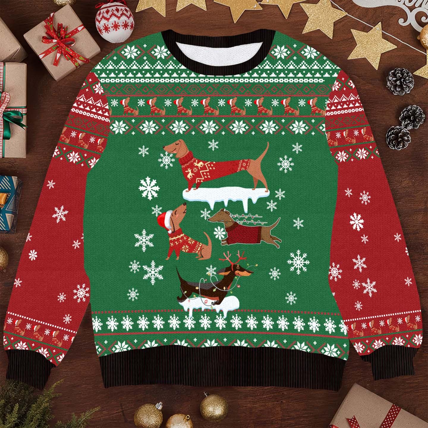 Dachshund Snow Day Ugly Christmas Sweater, Funny Dog Xmas Sweater, Holiday Dachshund Sweater, Snow Day Christmas Sweater for Dog Lovers
