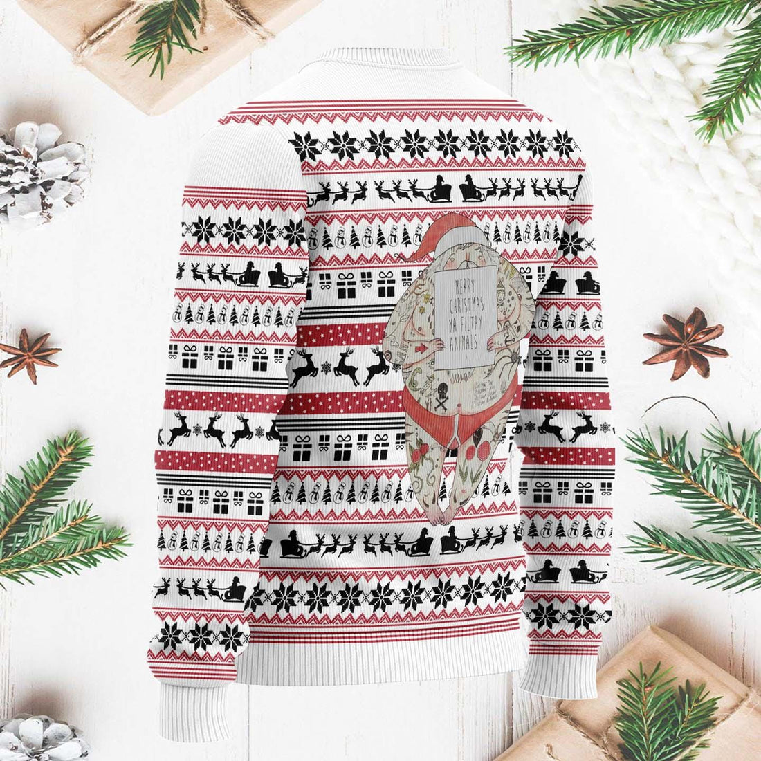 Christmas Santa Tattoo Ugly Sweater, Funny Santa Xmas Sweater, Holiday Tattoo Artist Sweater, Gift for Tattoo Lovers