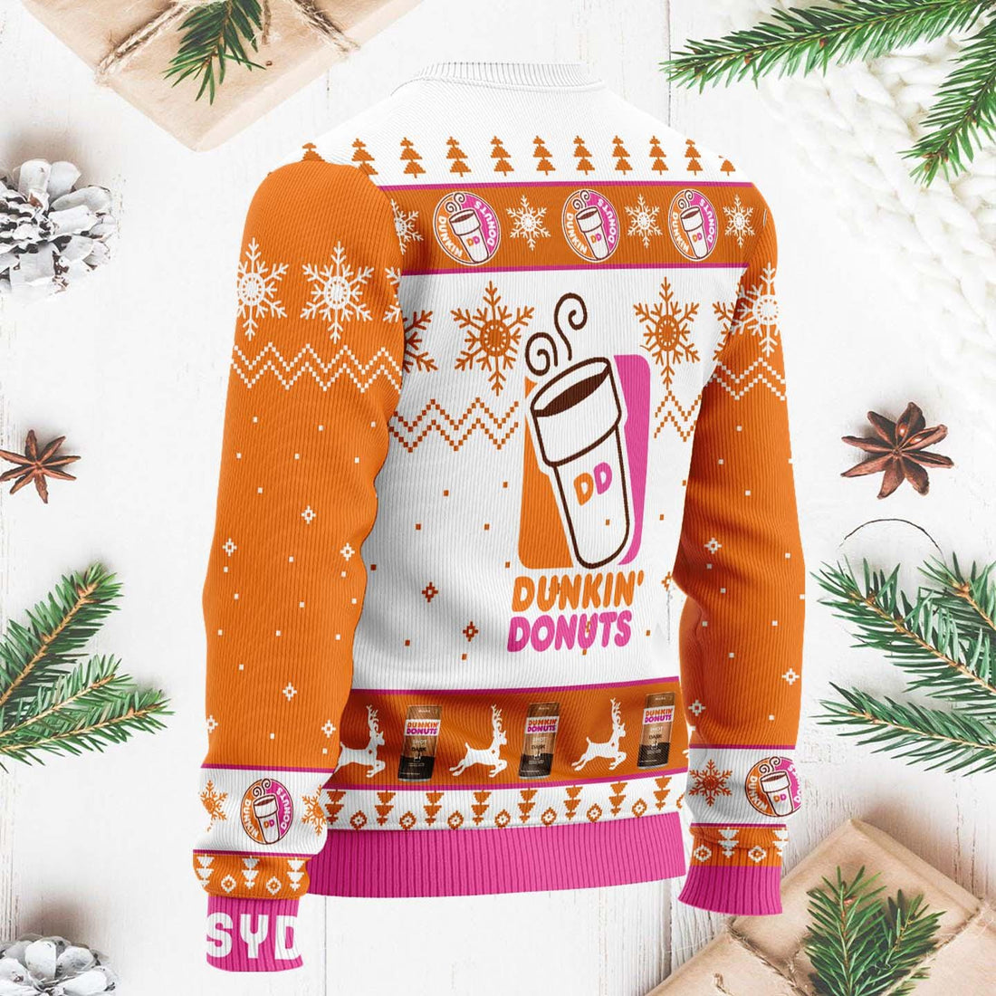 Dunkin' Donuts Ugly Christmas Sweater, Funny Dunkin' Xmas Sweater, Holiday Dunkin' Sweater, Festive Christmas Sweater for Coffee Lovers