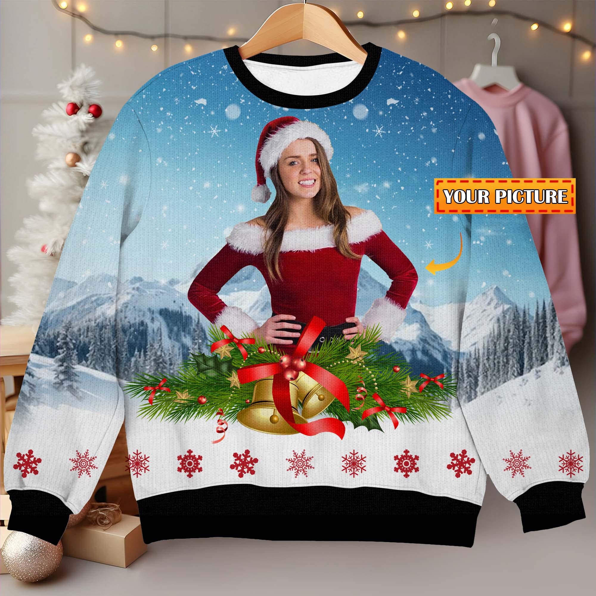 Custom Face Ugly Christmas Sweater, Personalized Funny Christmas Jumper, Xmas Sweater for Friends & Family