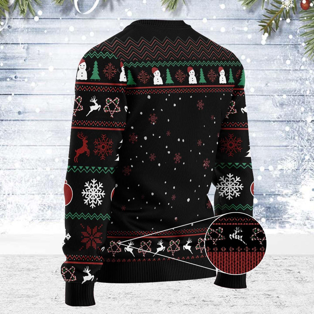 Funny Hail Santa Christmas Sweater - Candy Cane Wreath Ugly Xmas Sweater - Dark Festive Holiday Pullover for Christmas Parties