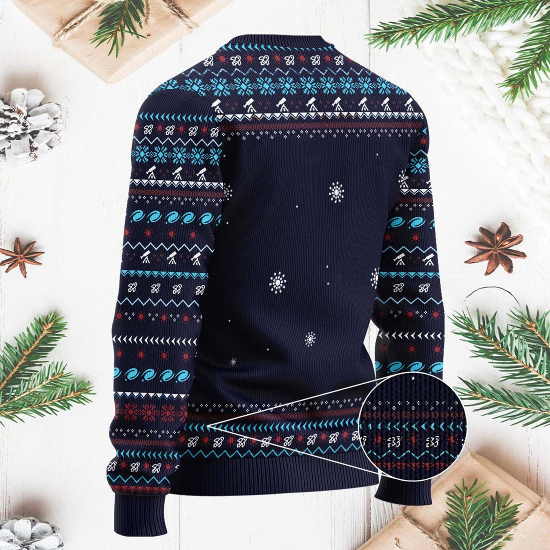 Space Shuttle Launch Ugly Christmas Sweater - Astronaut Moon Holiday Design - Unique Outer Space Festive Gift