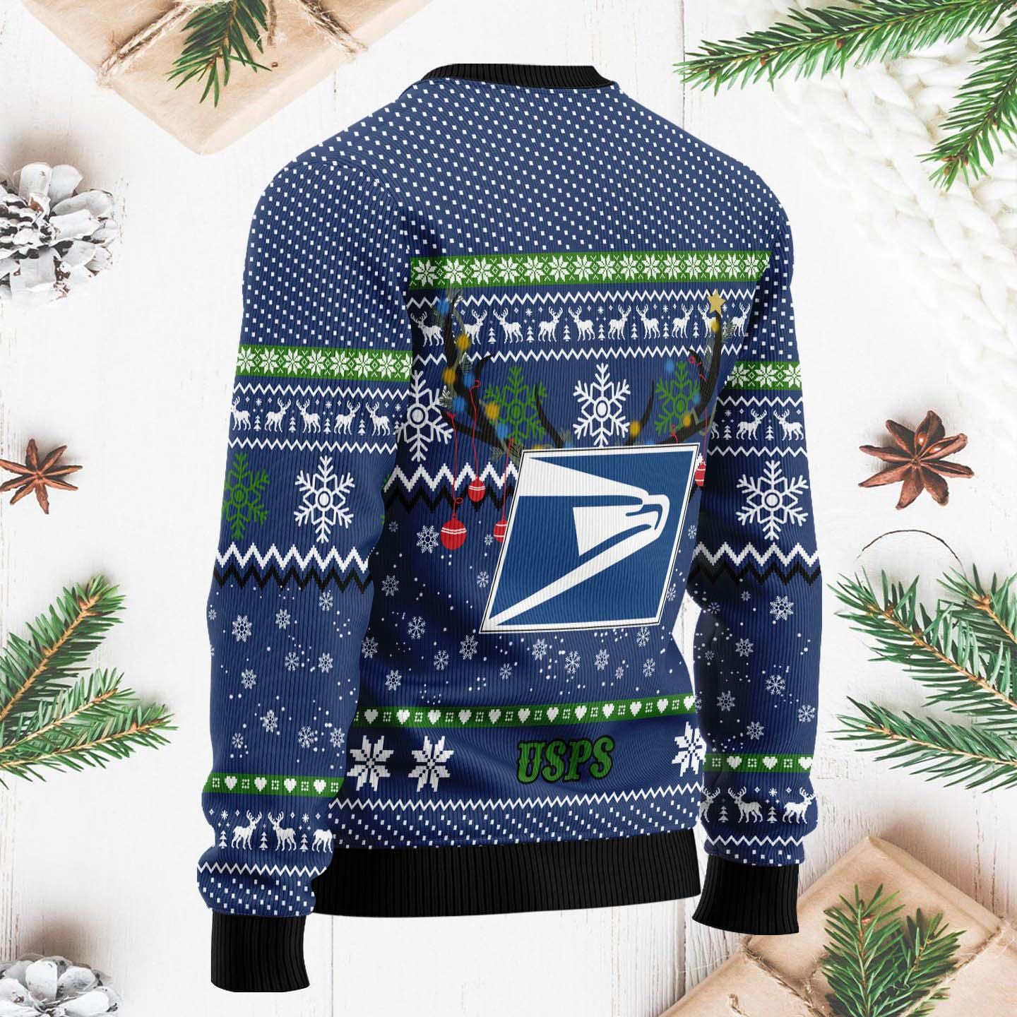 USPS Ugly Sweater Shipping the Season in Style, Funny Postal Worker Xmas Sweater, Shipping Christmas Sweater for Postal Employees