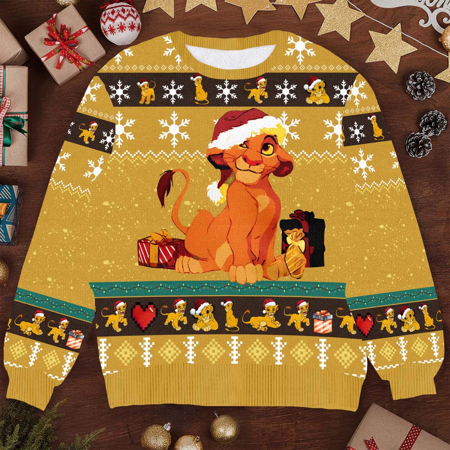 Young Simba Ugly Christmas Sweater, The Lion King Xmas Sweater, Funny Simba Holiday Sweater, Disney Lion King Christmas Sweater