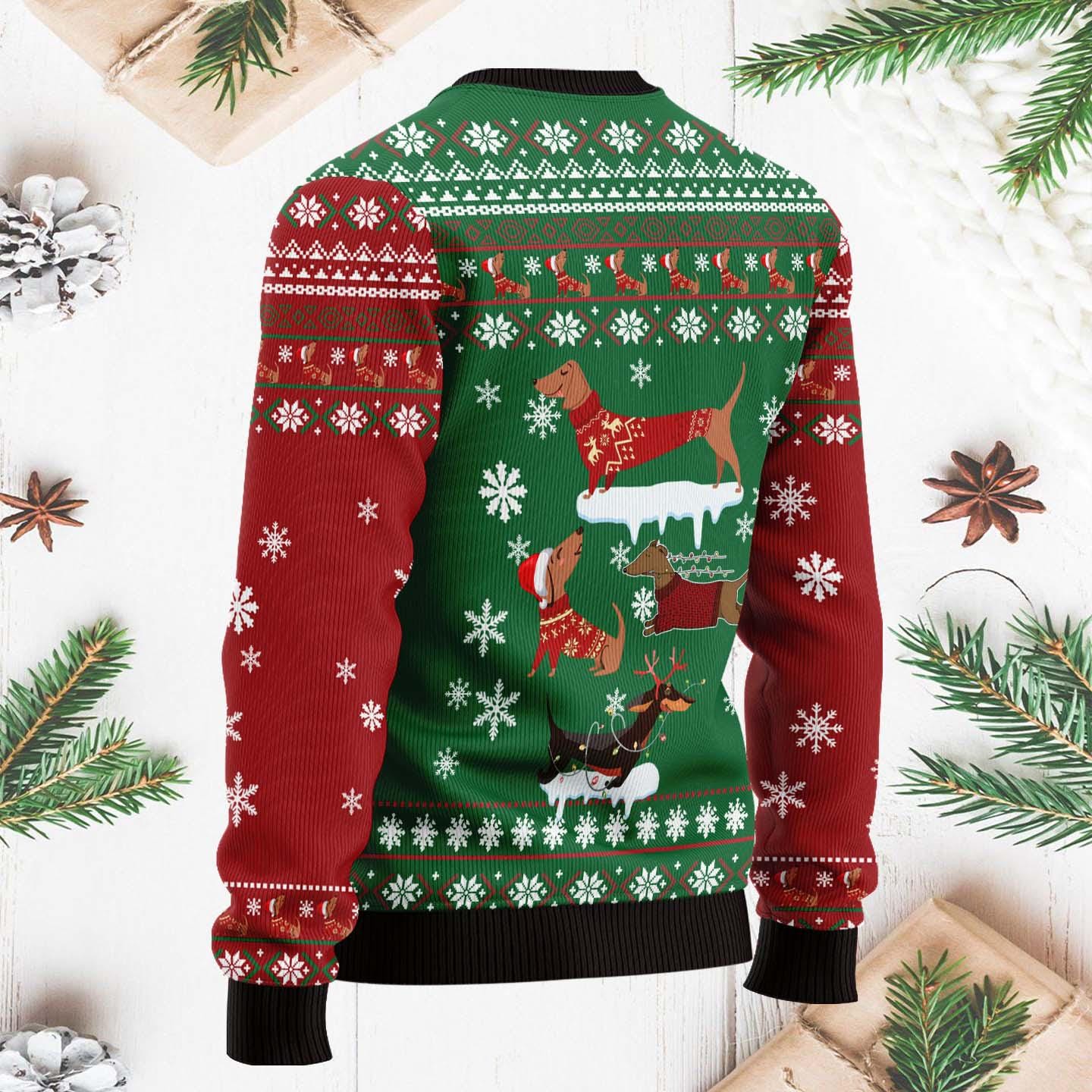 Dachshund Snow Day Ugly Christmas Sweater, Funny Dog Xmas Sweater, Holiday Dachshund Sweater, Snow Day Christmas Sweater for Dog Lovers