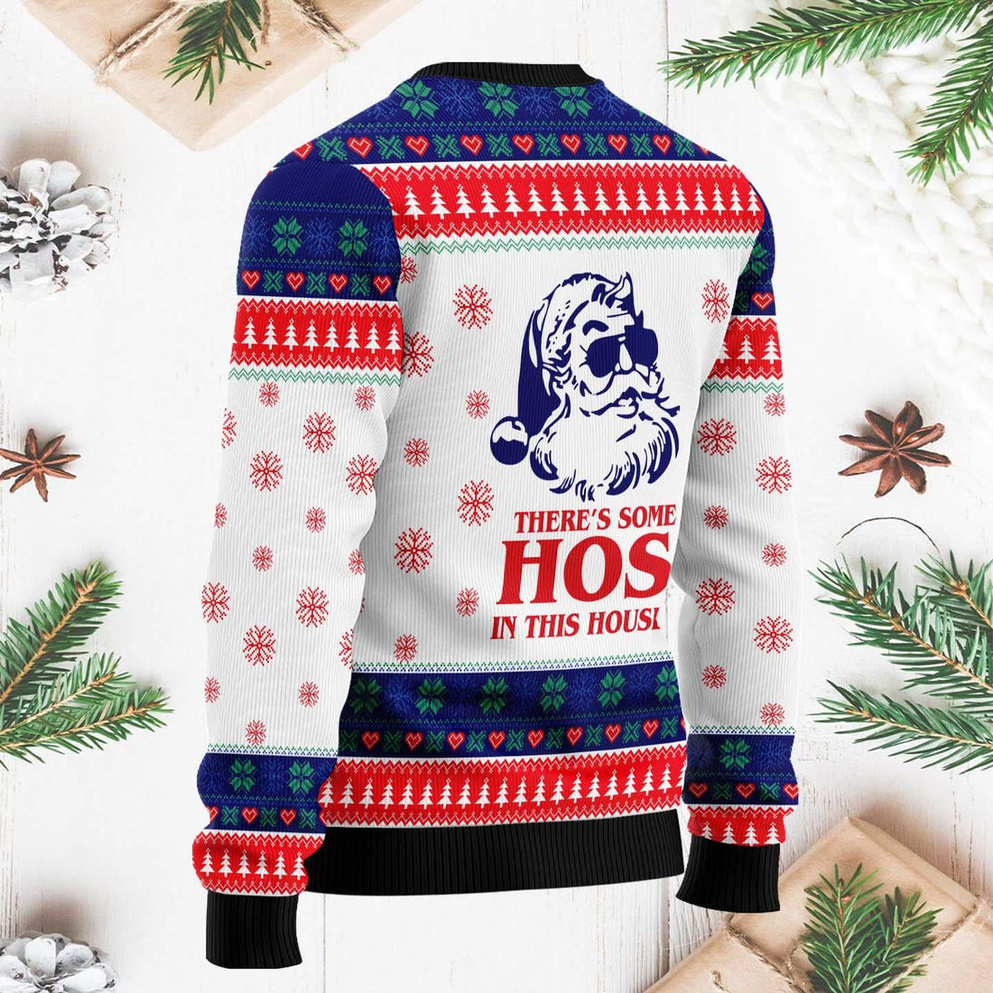 There's Some Hos In This House Ugly Christmas Sweater, Funny Holiday Xmas Sweater, Cute Santa Christmas Sweater