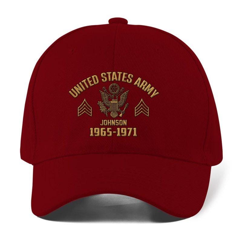 Custom Military Veteran Hat,  Personalized Embroidered Hat with Name & Service Years - Gift for Veterans - Dad Hat Gift for Father's Day