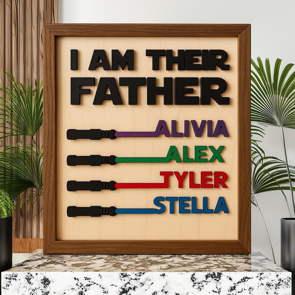 I Am Their Father Personalized Sign with Kid's Names | Star Wars Custom Lightsaber Sign for Dad | Fathers Day Gifts From Kids