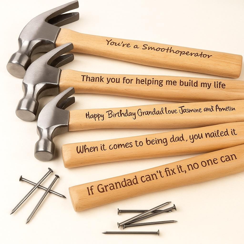 Personalized Hammer Father's Day Gift | Custom Engraved Hammer With Message | Gift For Dad, Grandpa, Husband, Son