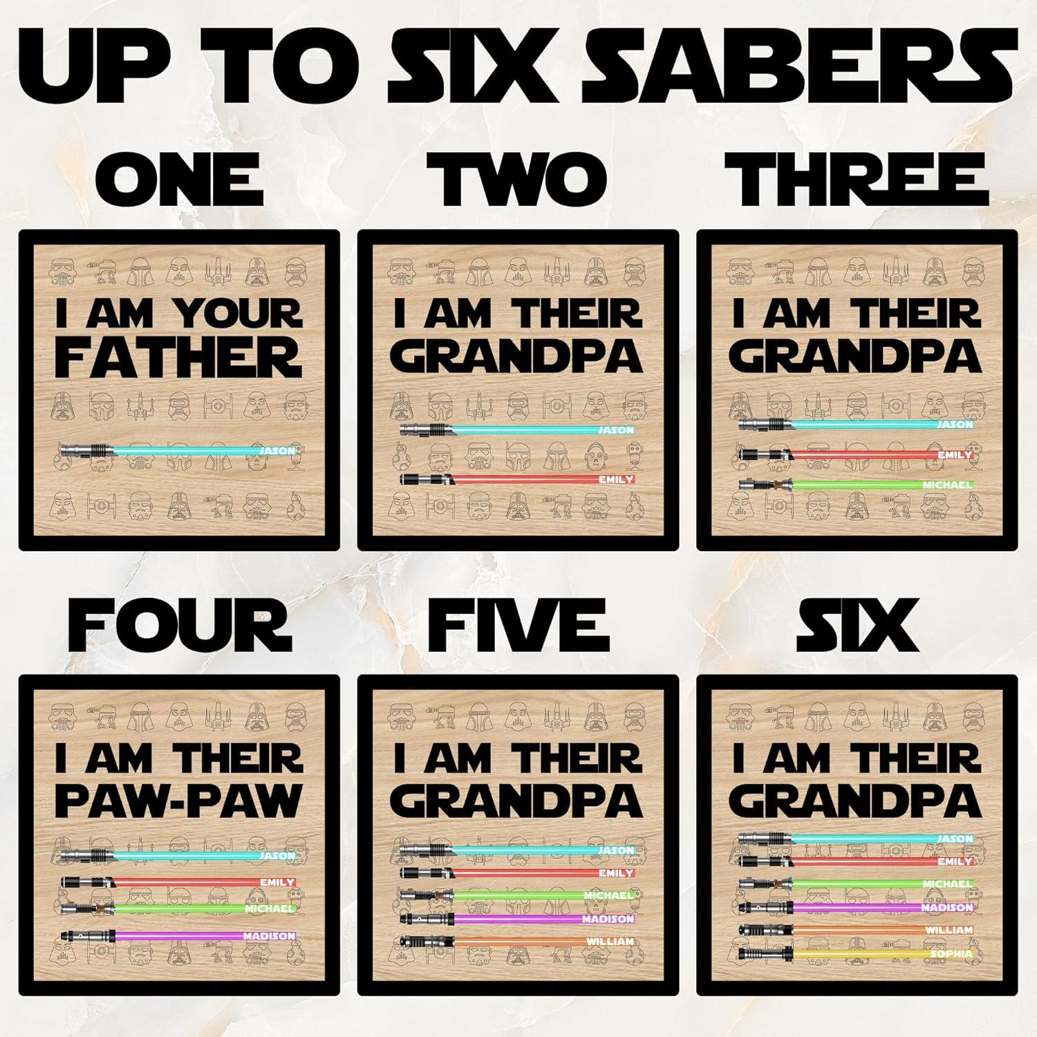 I Am Their Father Personalized Wooden Sign with Lightsabers and Kids Names | Custom Star Wars Fathers Day Gift for Dad from Children