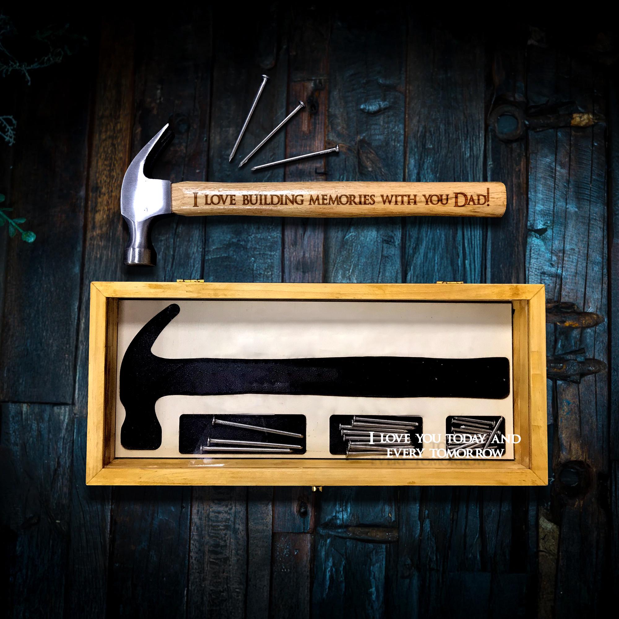 Personalized Hammer Gift for Dad | Custom Engraved Hammer with Wood Box | Father's Day, Birthday Gift for Dad, Husband or Him