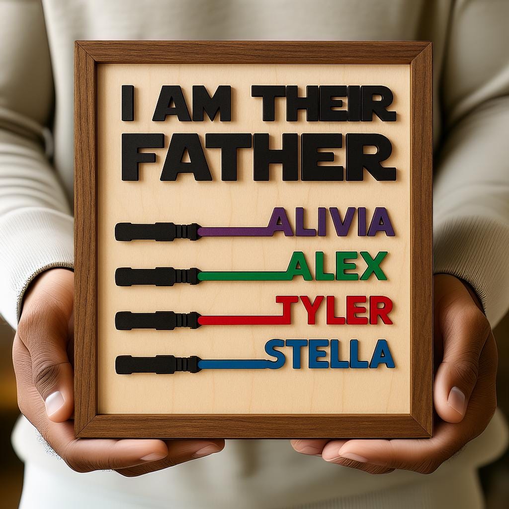 I Am Their Father Personalized Sign with Kid's Names | Star Wars Custom Lightsaber Sign for Dad | Fathers Day Gifts From Kids