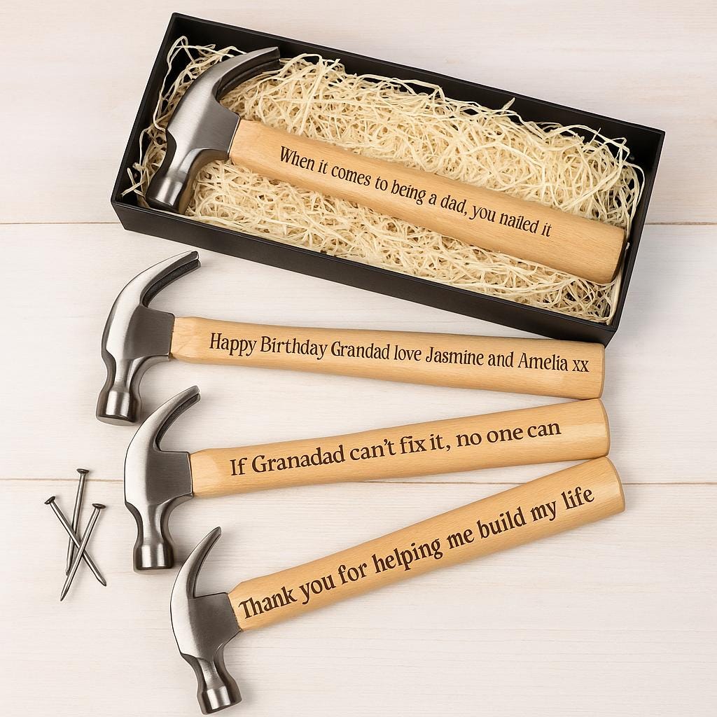 Personalized Hammer Father's Day Gift | Custom Engraved Hammer With Message | Gift For Dad, Grandpa, Husband, Son