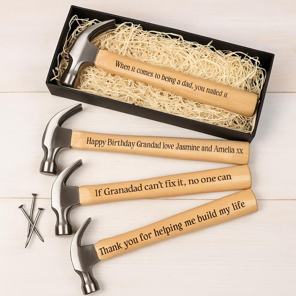 Custom Engraved Hammer for Dad with Wood Box and Stain | Fixer of All Things | Father's Day Gift, Birthday Gift for Dad, Husband or Him