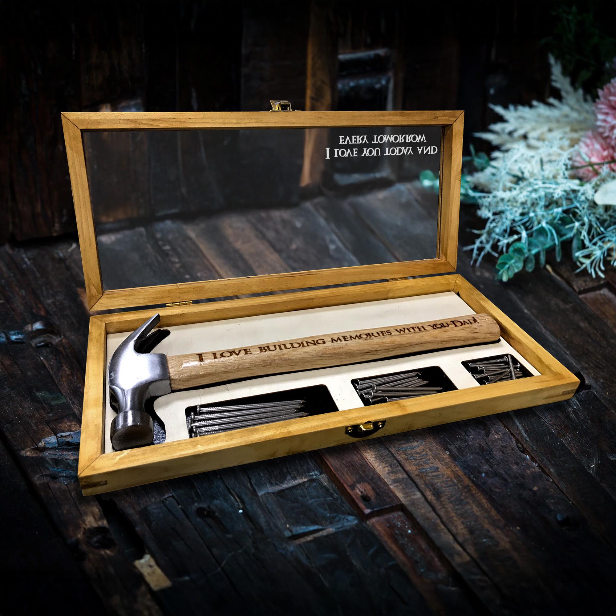 Personalized Hammer Gift for Dad | Custom Engraved Hammer with Wood Box | Father's Day, Birthday Gift for Dad, Husband or Him
