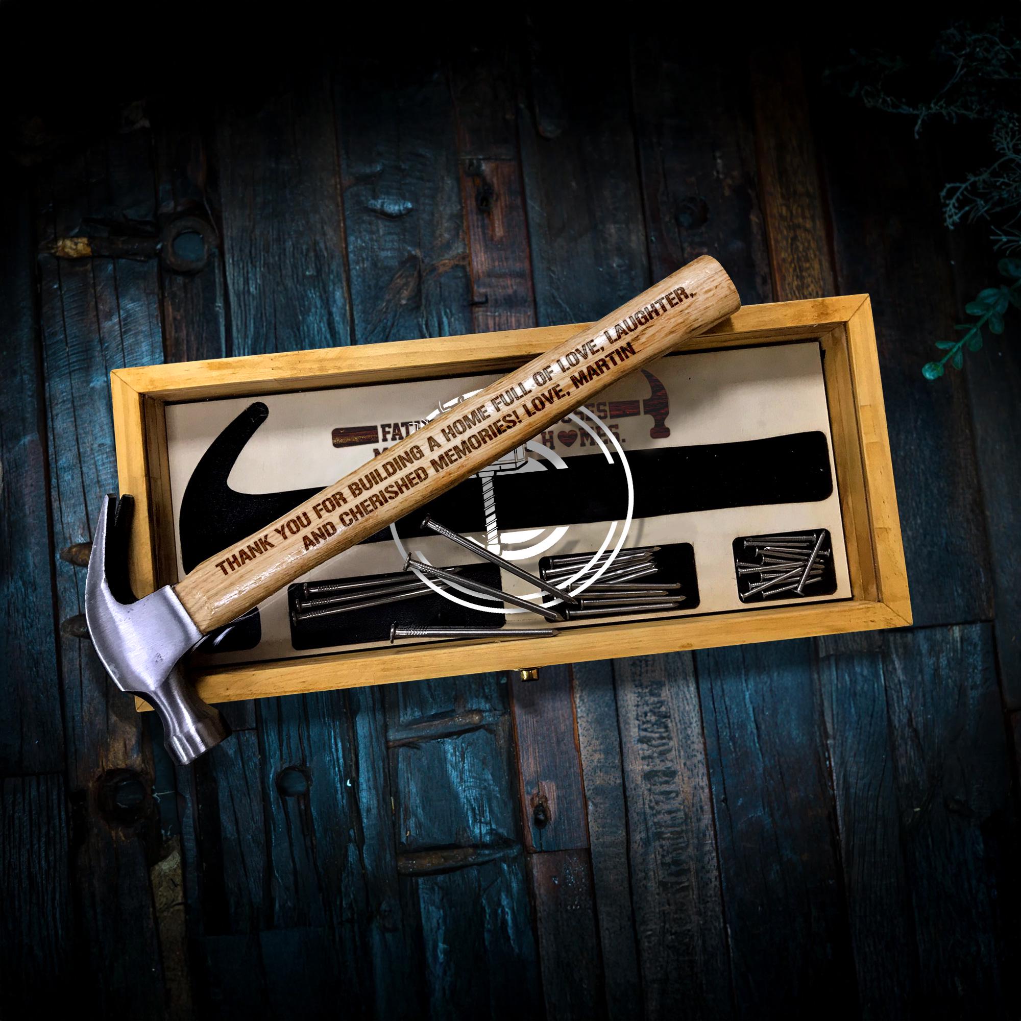 Personalized Hammer for Dad with Wood Box and Stain | Engraved Hammer with Special Thank You Message Father's Day Gift for Dad, Husband, Him