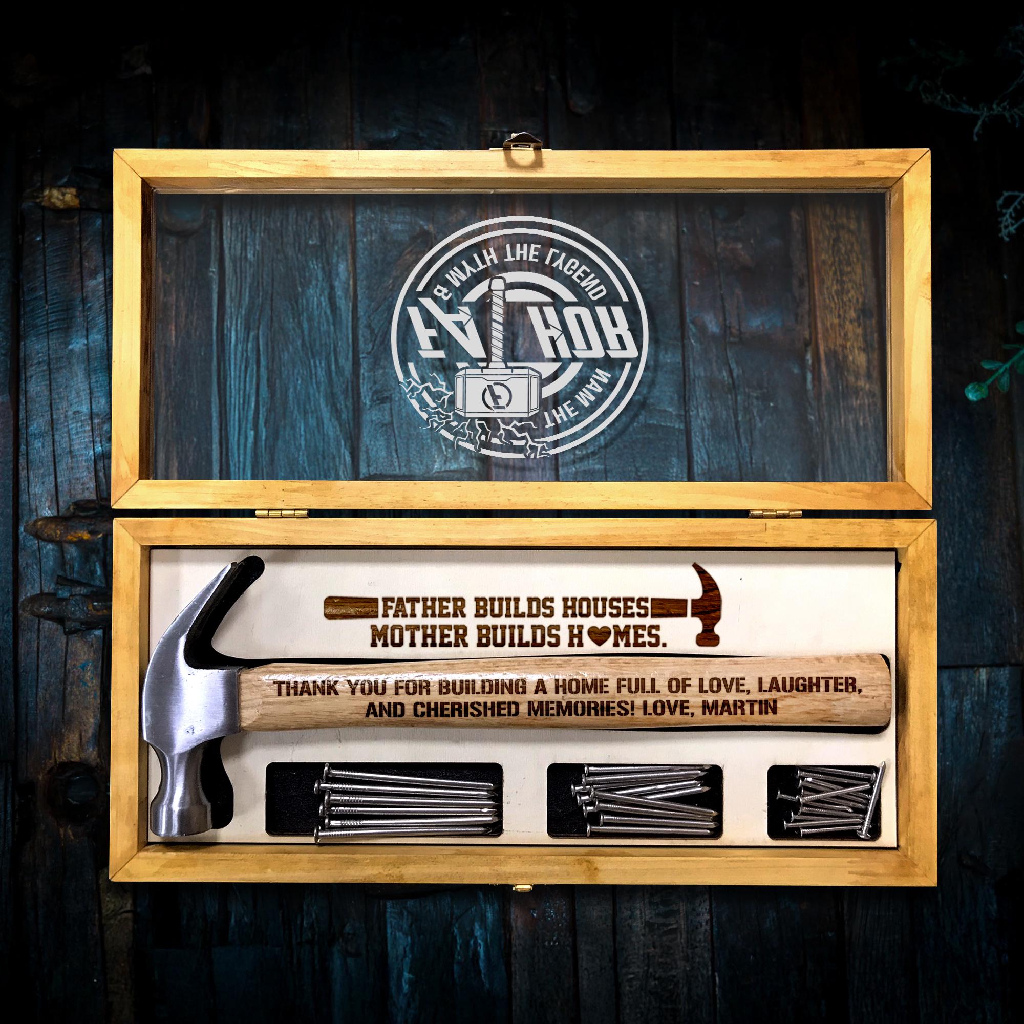 Personalized Hammer for Dad with Wood Box and Stain | Engraved Hammer with Special Thank You Message Father's Day Gift for Dad, Husband, Him