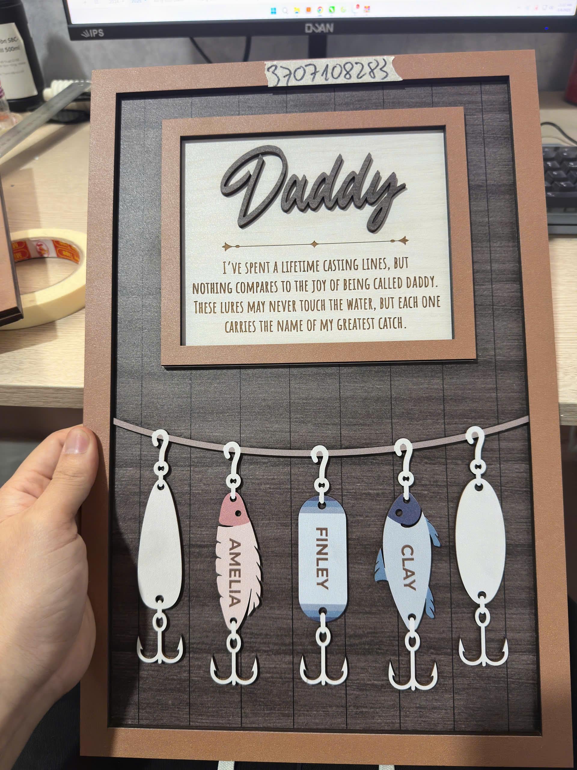 Personalized Father's Day Gift | Custom Fishing Lure Dad Sign | Greatest Catch Father's Day Gift for Dad | Birthday Gift for Fishing Lovers