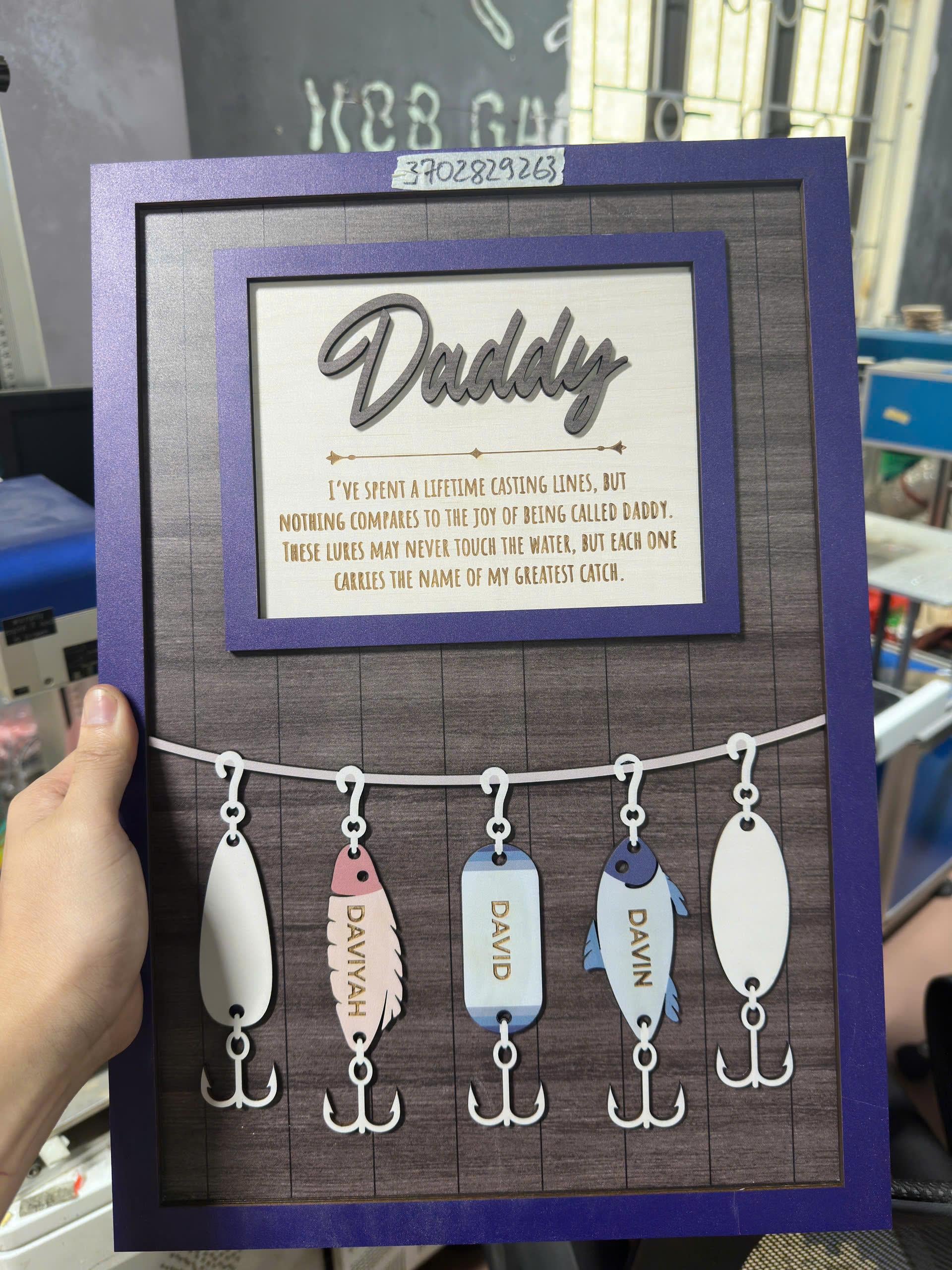 Personalized Father's Day Gift | Custom Fishing Lure Dad Sign | Greatest Catch Father's Day Gift for Dad | Birthday Gift for Fishing Lovers