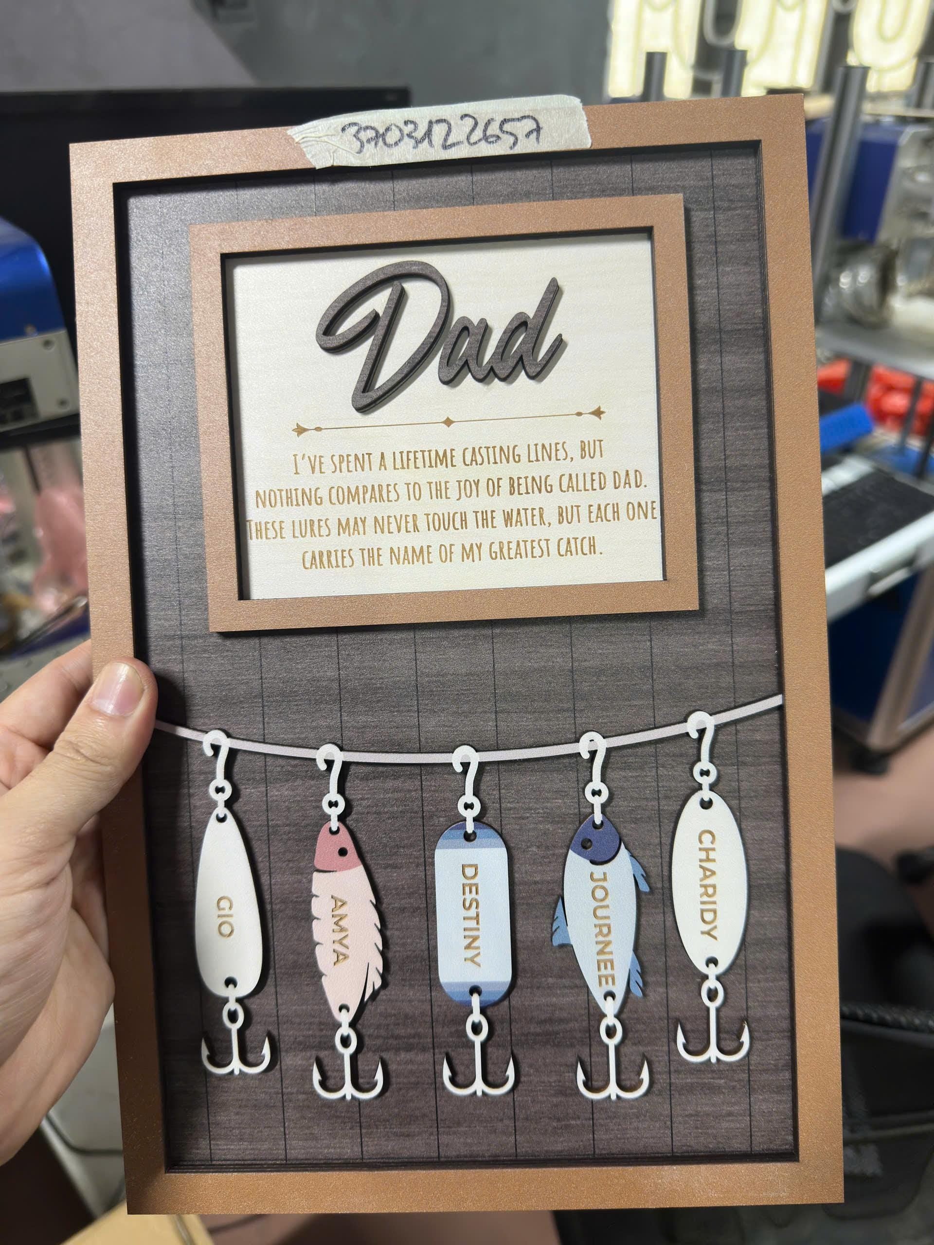 Personalized Father's Day Gift | Custom Fishing Lure Dad Sign | Greatest Catch Father's Day Gift for Dad | Birthday Gift for Fishing Lovers