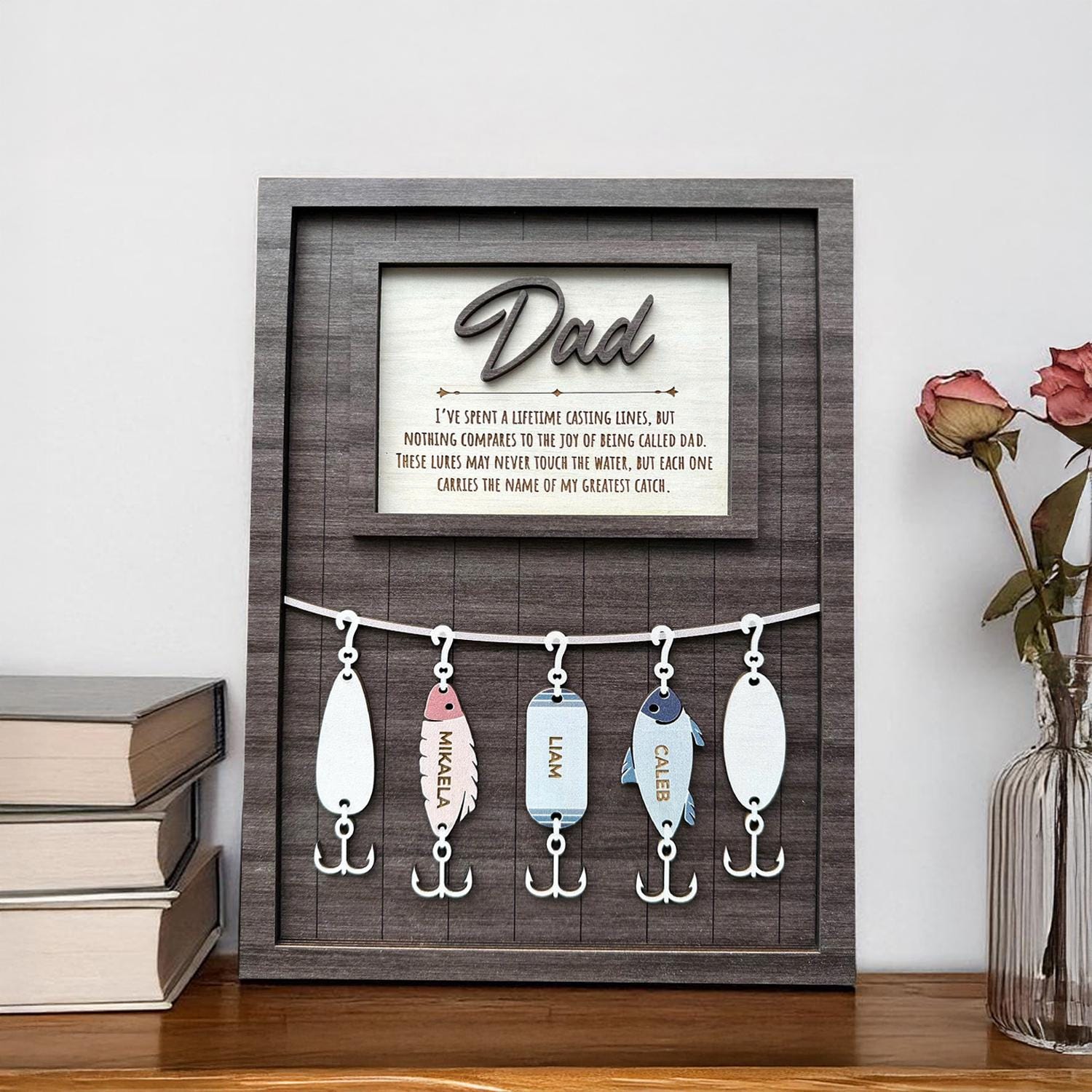 Personalized Father's Day Gift | Custom Fishing Lure Dad Sign | Greatest Catch Father's Day Gift for Dad | Birthday Gift for Fishing Lovers