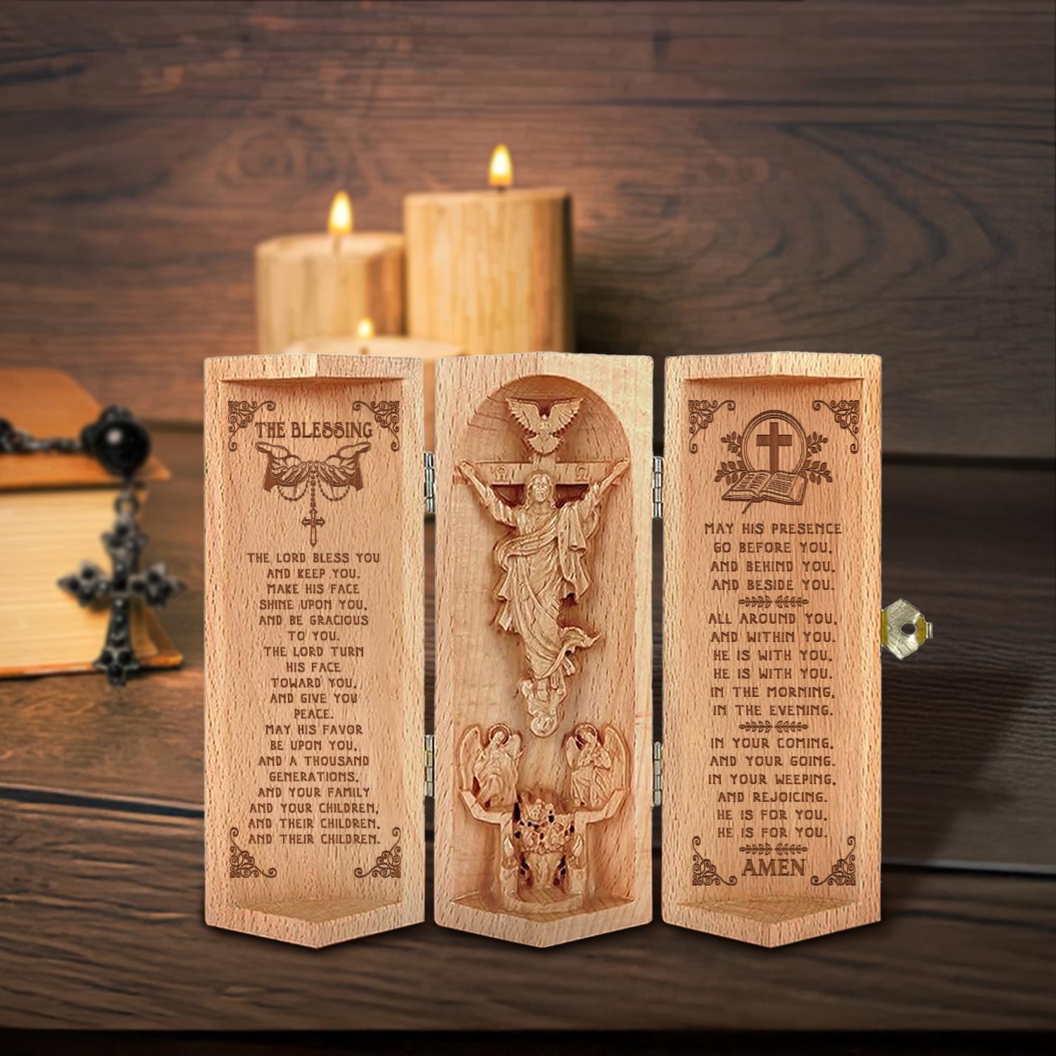 The Blessing Christian Sculpture  Wooden Cylinder Jesus Prayer Plaque - Bible Verse Numbers 6:24-26  Religious Home Decor Gifts for Family