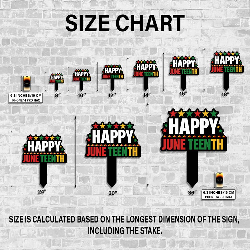 Juneteenth Metal Sign Happy June Nineteenth Outdoor Stake with Pan-African Lawn Porch Garden Decor for Holiday Celebration, Independence Day