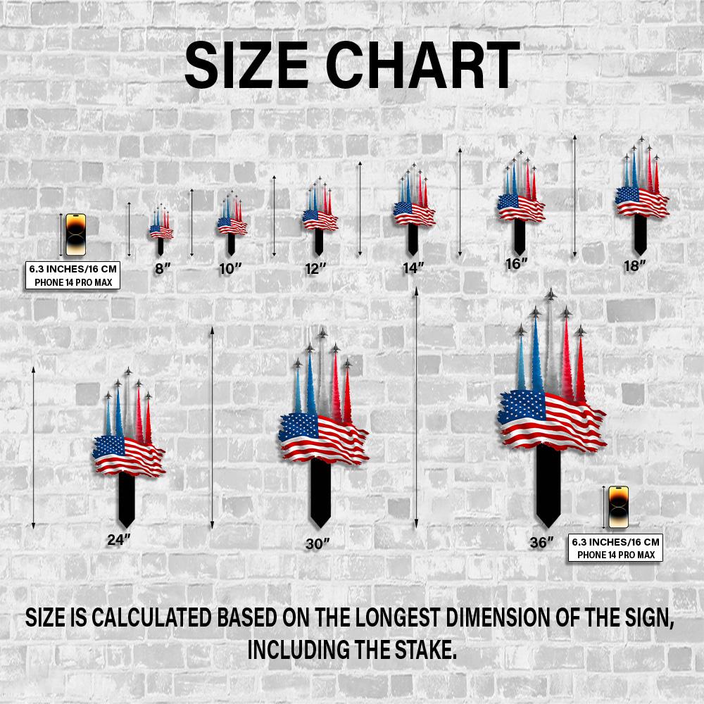 American Flag Jet Flyover Metal Stake, Patriotic Lawn Decor