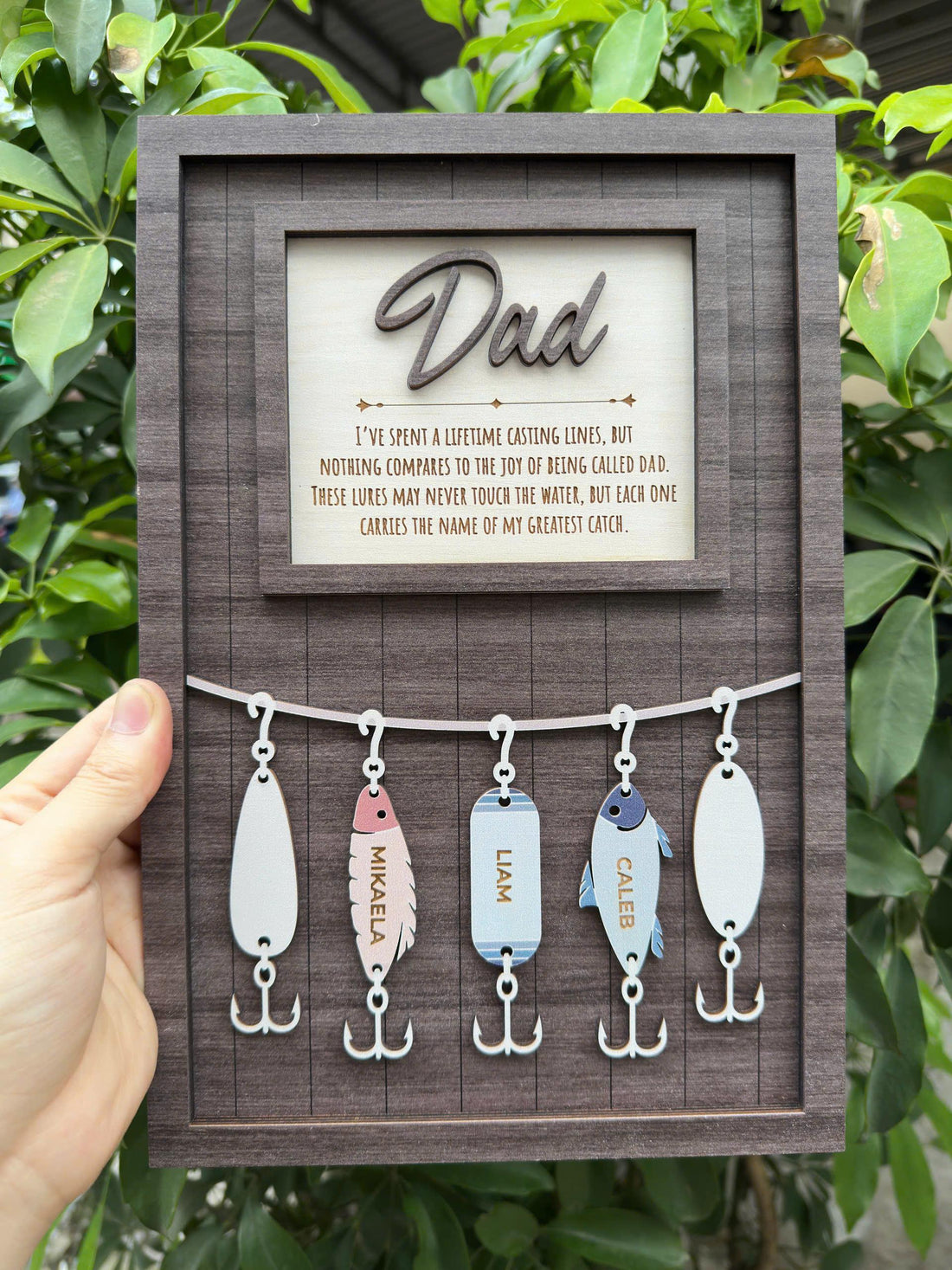 Personalized Father's Day Gift | Custom Fishing Lure Dad Sign | Greatest Catch Father's Day Gift for Dad | Birthday Gift for Fishing Lovers