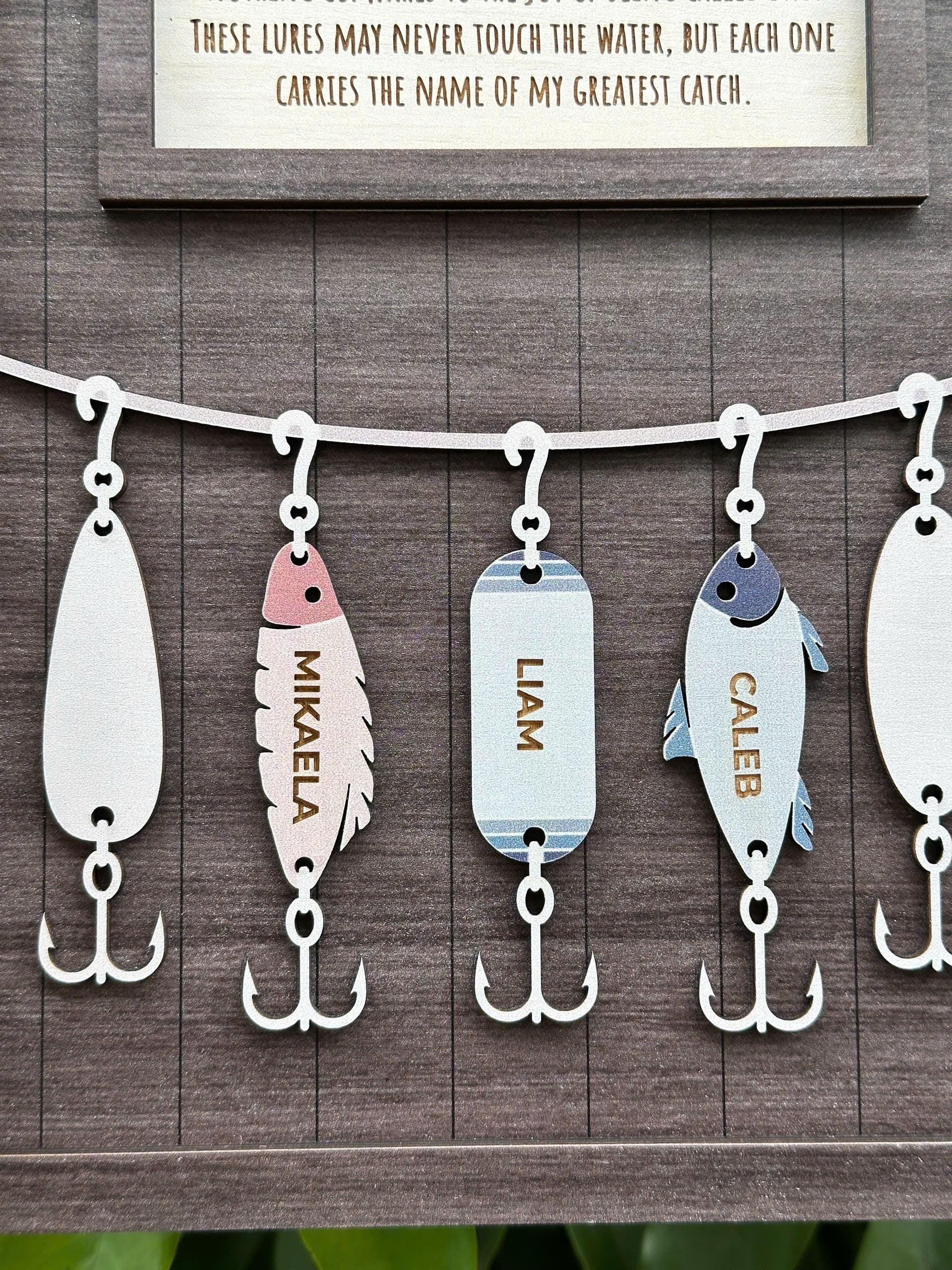 Personalized Father's Day Gift | Custom Fishing Lure Dad Sign | Greatest Catch Father's Day Gift for Dad | Birthday Gift for Fishing Lovers