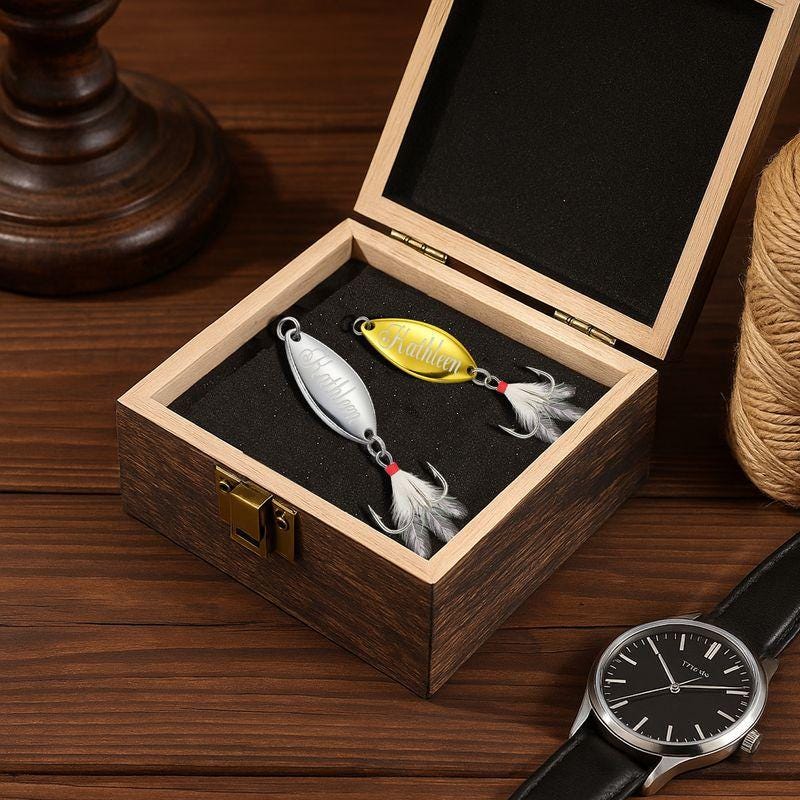 Engraved Fishing Lure Metal Hook Bait, Greatest Catch, Personalized Gift for Husband Boyfriend Dad Fisherman Pop Uncle, Retirement Gift Box