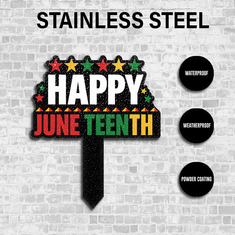 Juneteenth Metal Sign Happy June Nineteenth Outdoor Stake with Pan-African Lawn Porch Garden Decor for Holiday Celebration, Independence Day