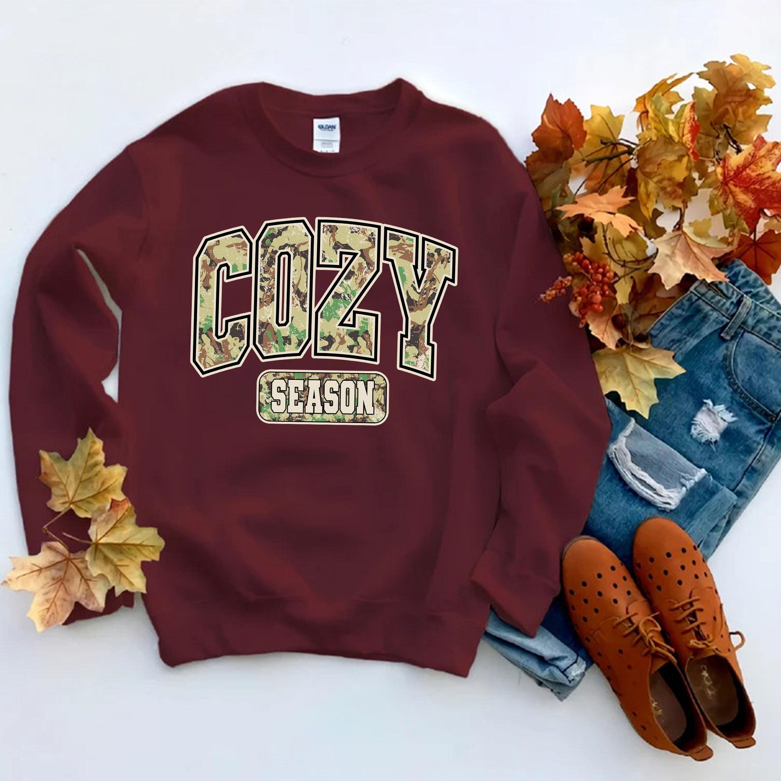 Cozy Season Camo Western Unisex T-shirt Sweatshirt Hoodie, Retro Dove Season Camo Country Distressed Varsity Cowboy, Hunting Season Shirt.