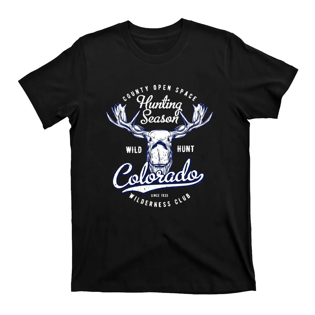 Colorado Hunting Season T-Shirt for Men - Wilderness Club Wild Hunt Deer Graphic Tee - Gift for Outdoorsman & Elk Hunters