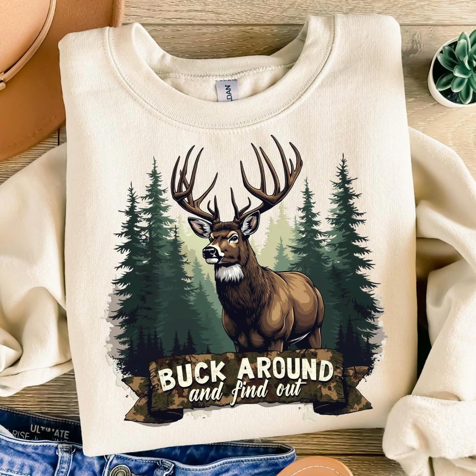 Buck Around and Find Out - Deer Hunting Shirt for Men – Buck Around and Find Out Camo Graphic – Funny Gift for Hunters Dad or Boyfriend