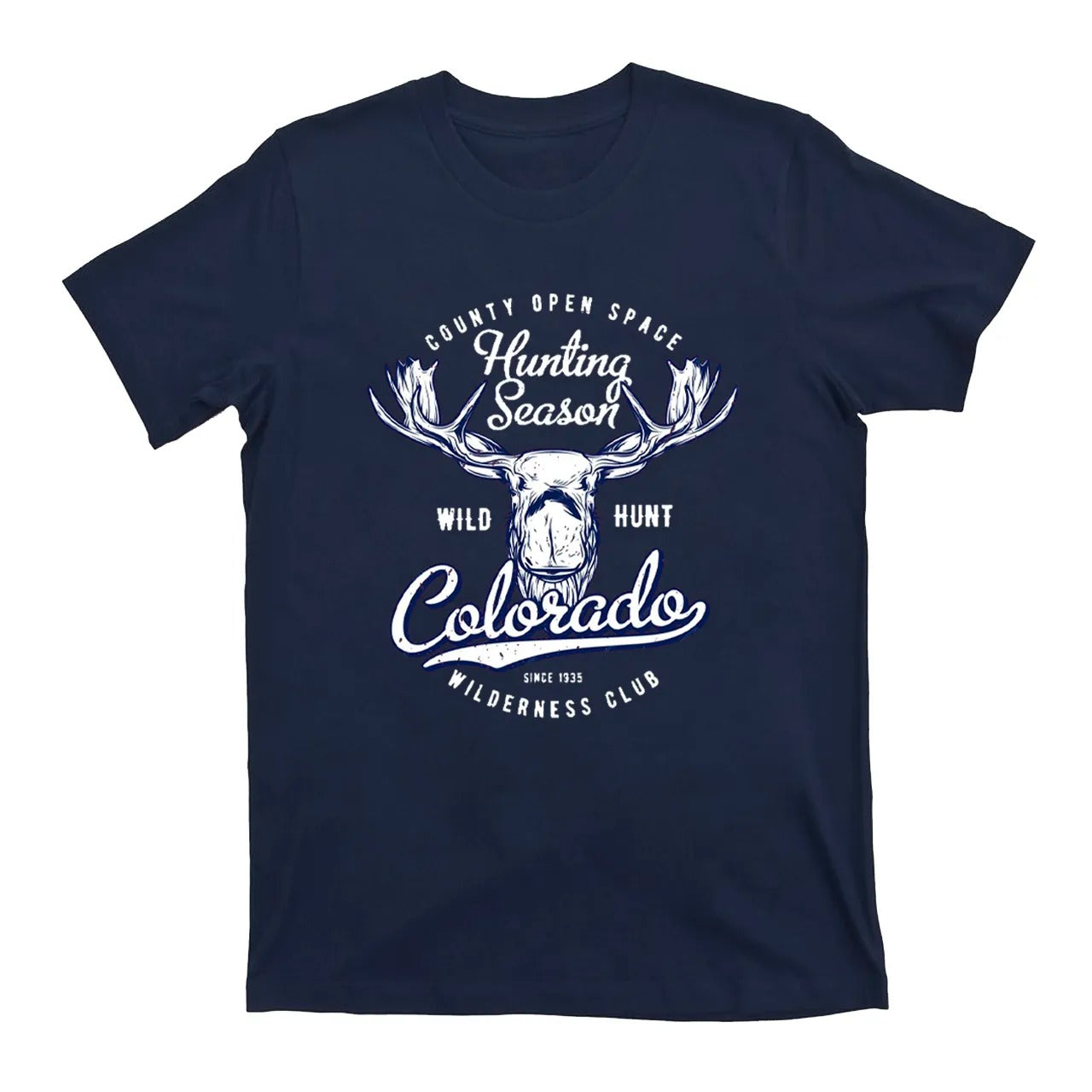 Colorado Hunting Season T-Shirt for Men - Wilderness Club Wild Hunt Deer Graphic Tee - Gift for Outdoorsman & Elk Hunters