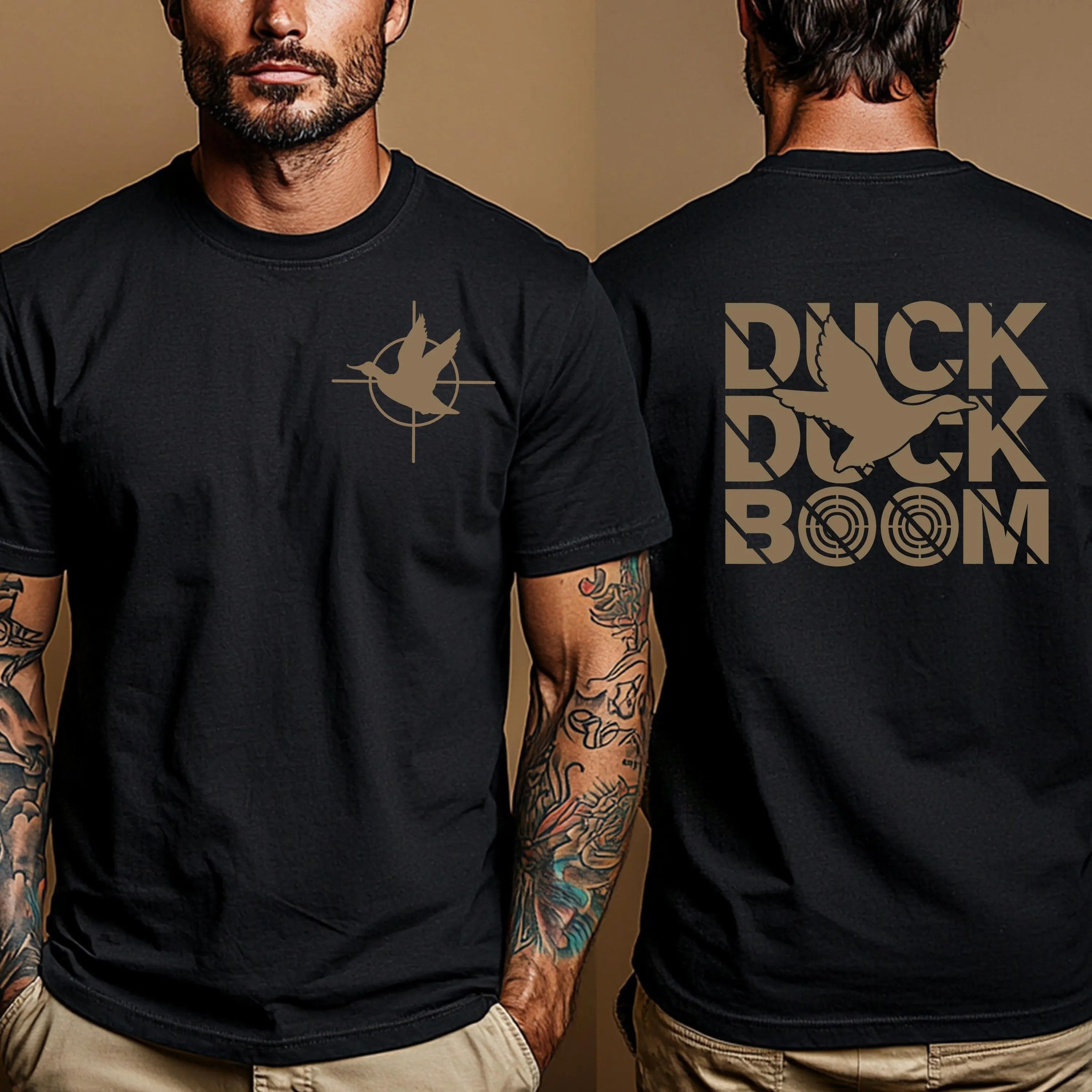 Duck Duck Boom Shirt – Cool Waterfowl Hunting Tee for Outdoorsmen – Modern Camo Style Gift for Hunters and Gun Lovers