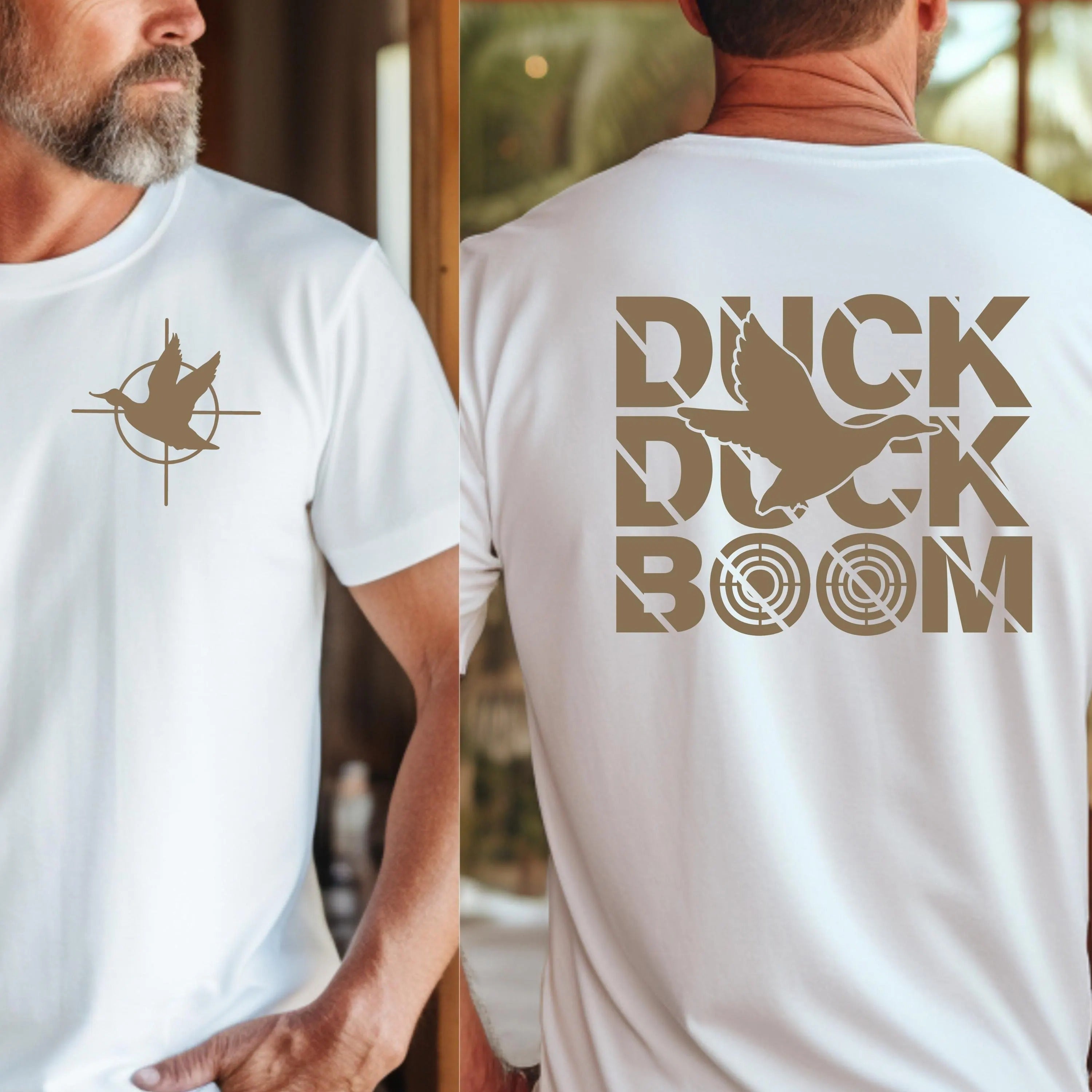 Duck Duck Boom Shirt – Cool Waterfowl Hunting Tee for Outdoorsmen – Modern Camo Style Gift for Hunters and Gun Lovers