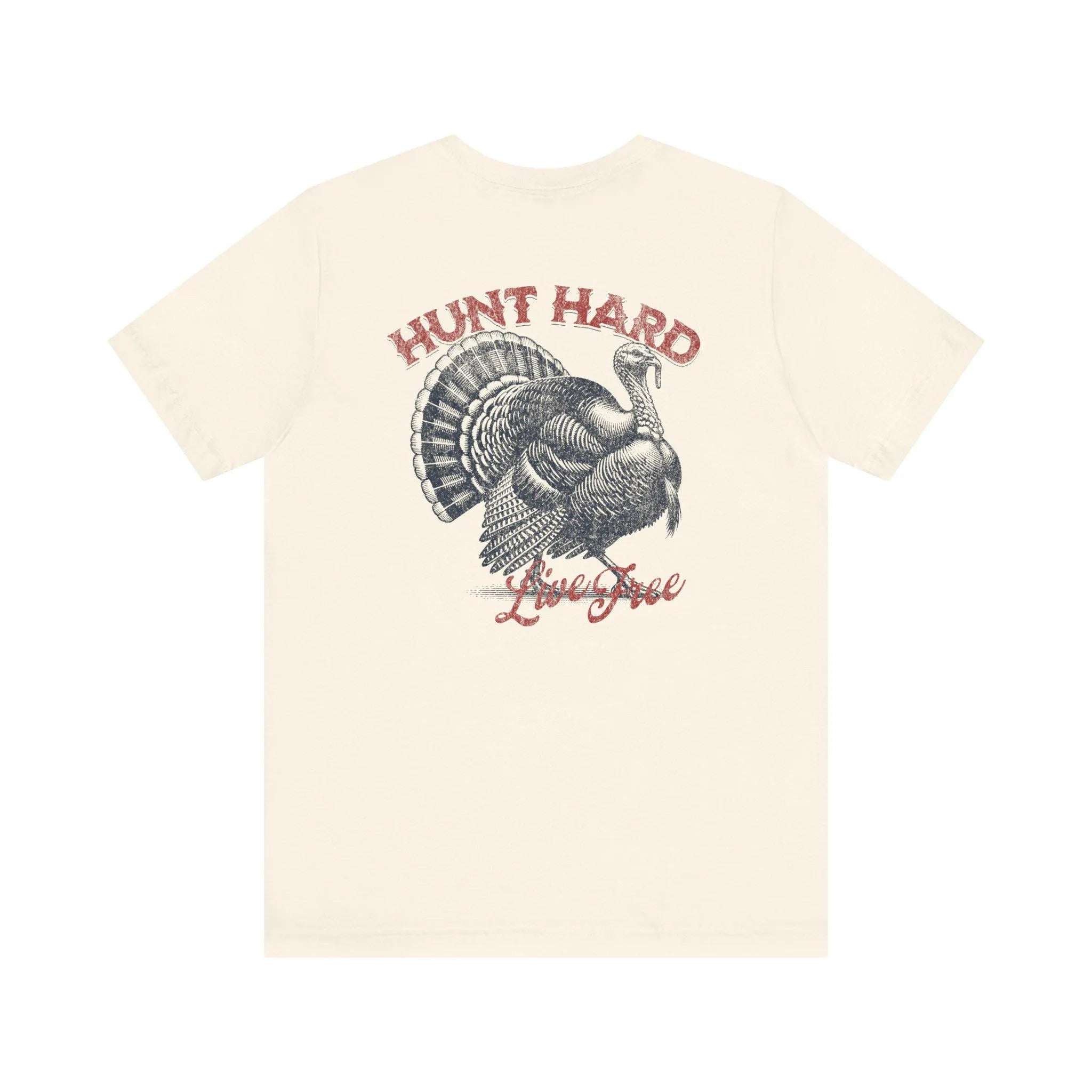 Patriotic Turkey Hunting Shirt for Men - Hunt Hard Live Free Graphic Tee - Gift for Dad Hunters & American Outdoorsmen