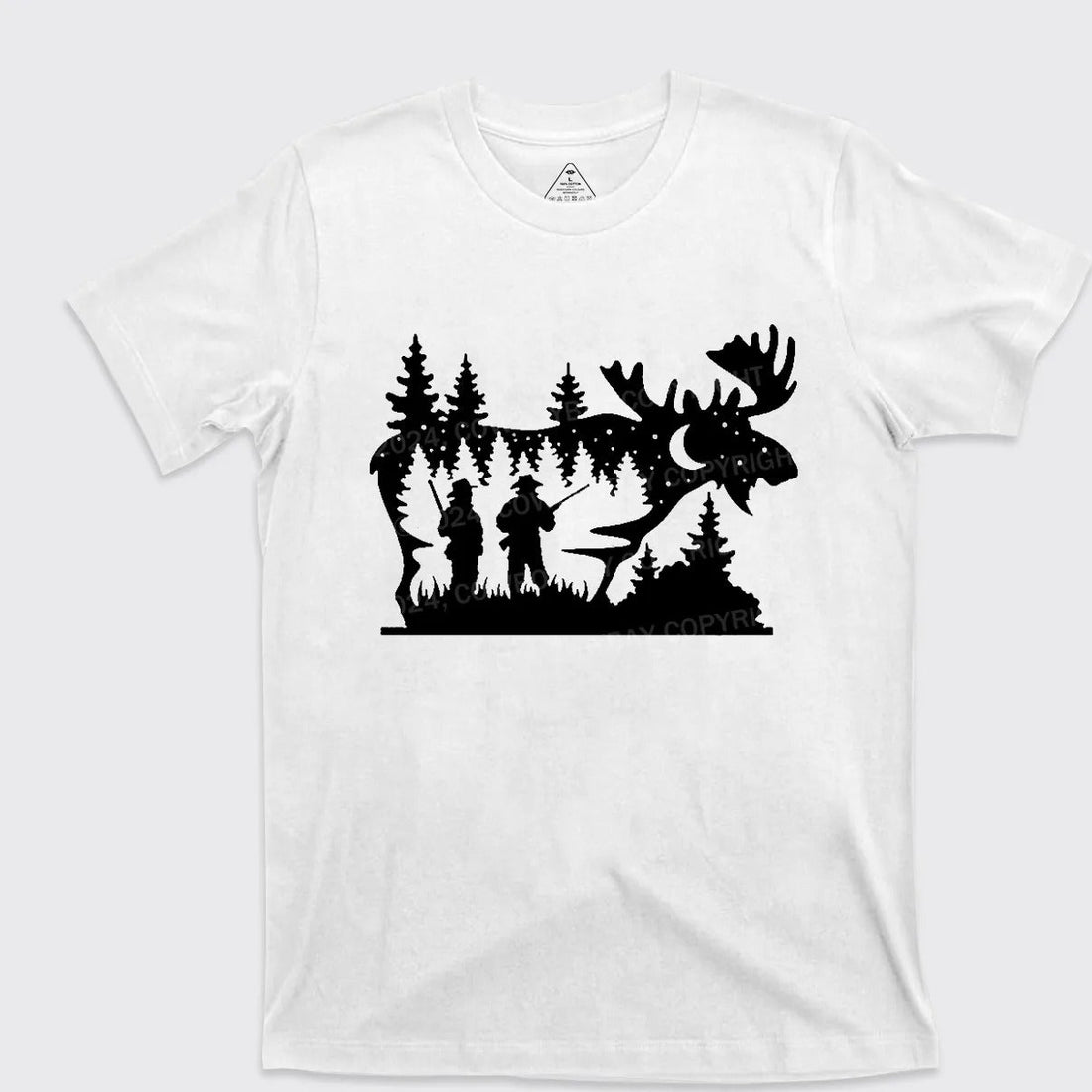 Moose Hunting Silhouette T-Shirt for Men - Forest Scene Deer Hunter Graphic Tee - Gift for Outdoorsmen & Nature Lovers