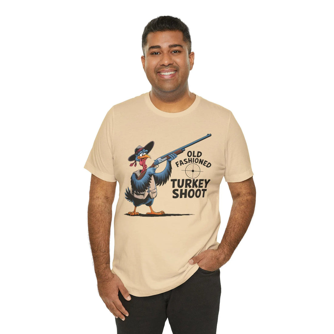 Funny Turkey Hunting Shirt for Men - Old Fashioned Turkey Shoot Graphic T-Shirt - Vintage Gobbler Hunter Gift for Dad & Him