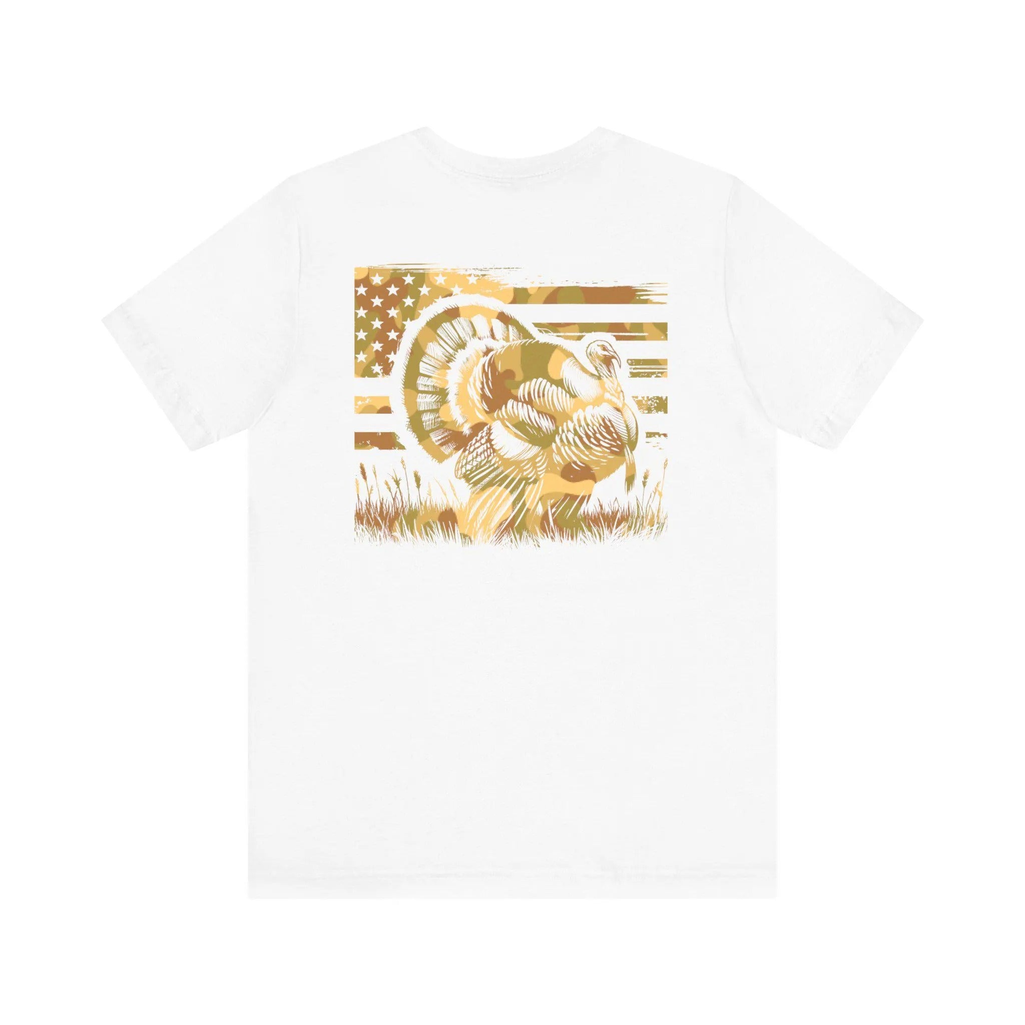 American Flag Turkey Hunting T-Shirt for Men - Camo Gobbler Patriotic Tee - Gift for Dad Hunters & Outdoor Veterans