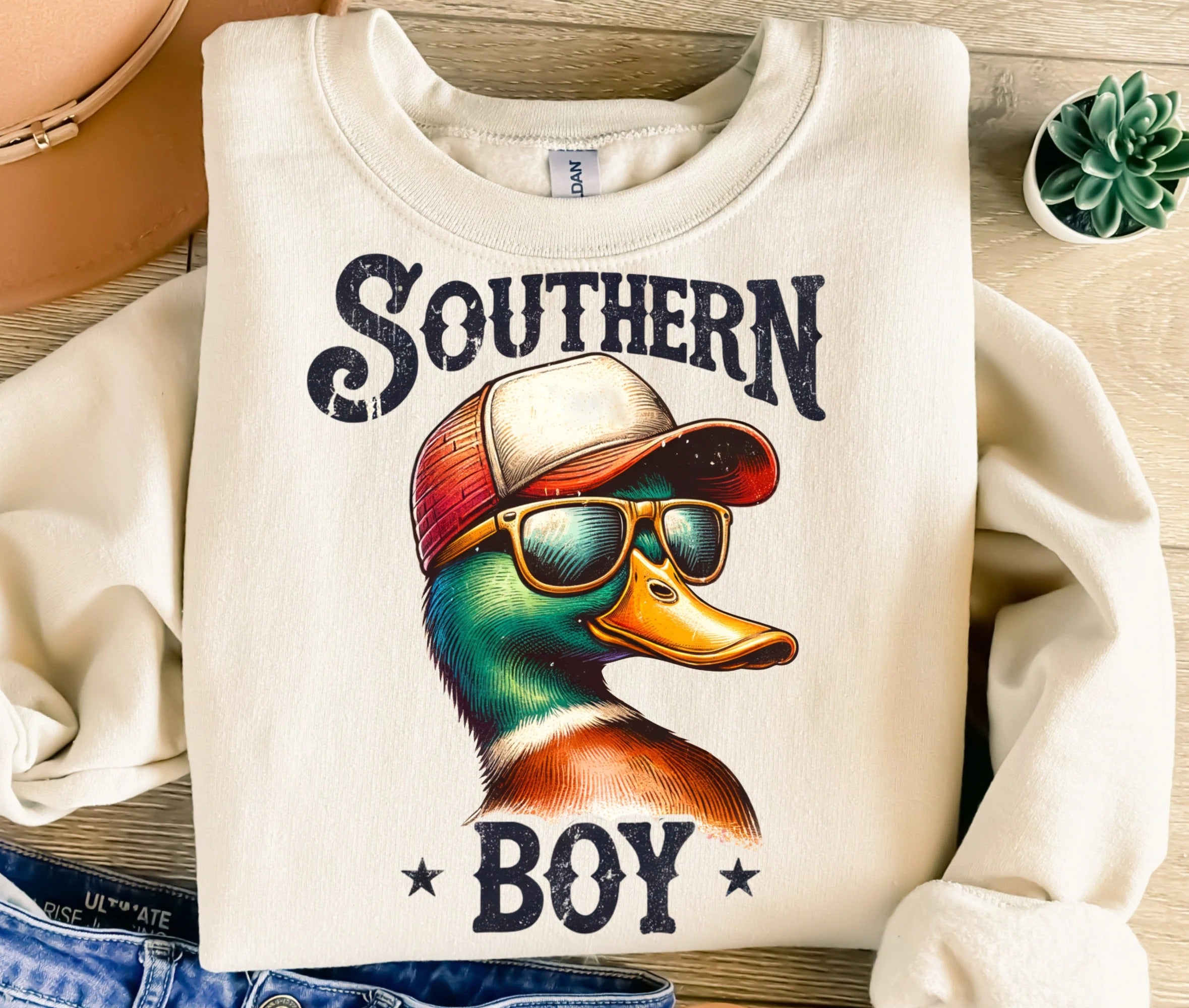 Southern Boy Duck T-Shirt, Duck Hunter Gift for Him - Funny Country Style Sweatshirt for Men & Teens