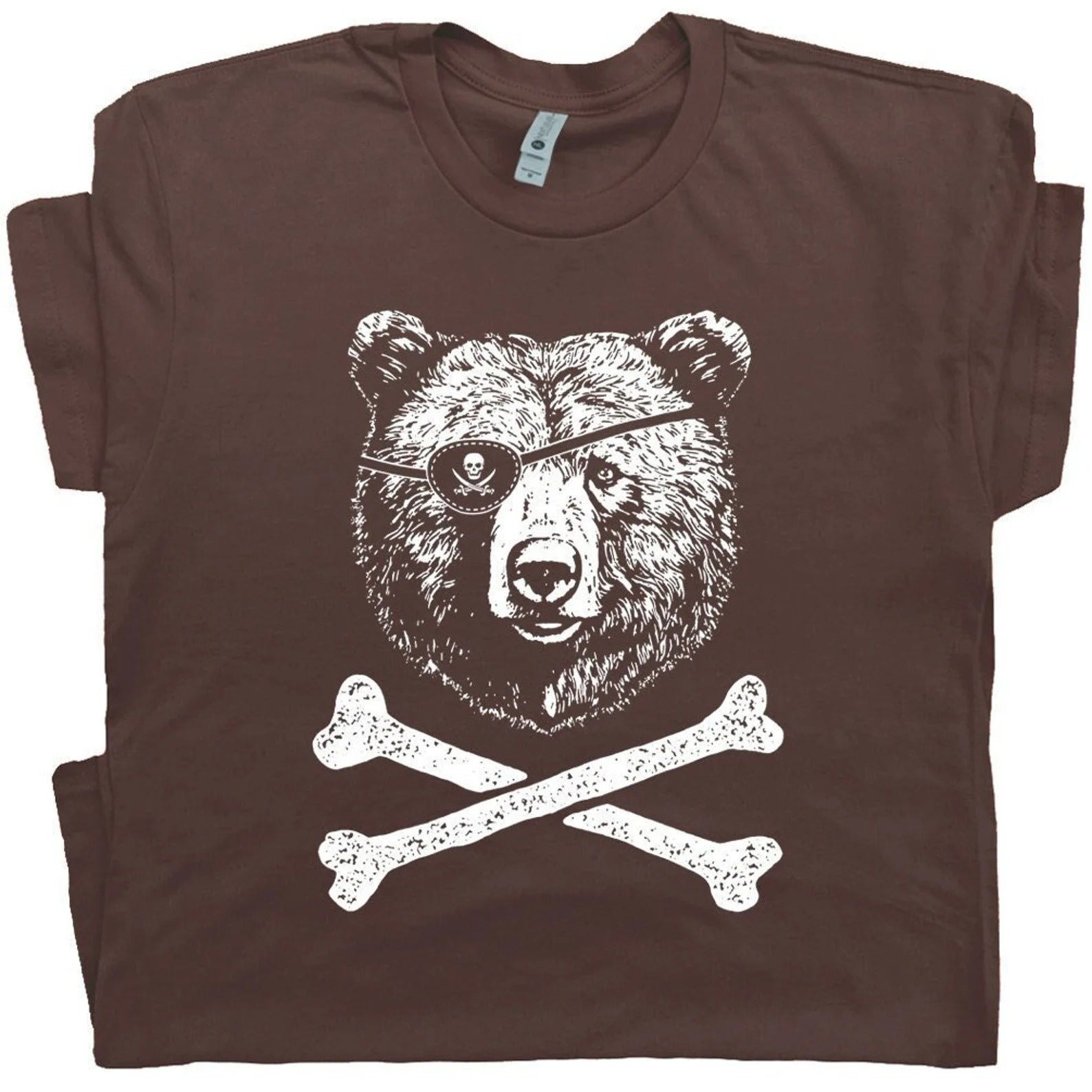 Pirate Bear Skull T-Shirt – Funny Crossbones Graphic Tee for Men