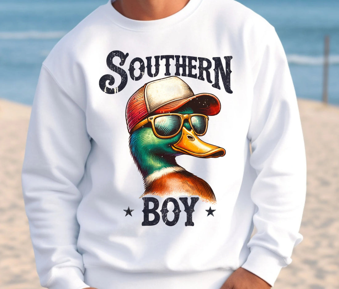 Southern Boy Duck T-Shirt, Duck Hunter Gift for Him - Funny Country Style Sweatshirt for Men & Teens