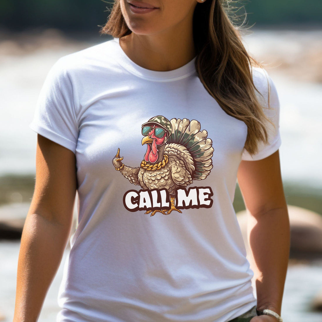 Turkey Call Me Shirt _ Turkey Hunting T-Shirt _ Call Me Turkey Shirt – Funny Hunting Tee with Cool Turkey Wearing Camo – Great Gift for Outdoorsman and Fall Holiday